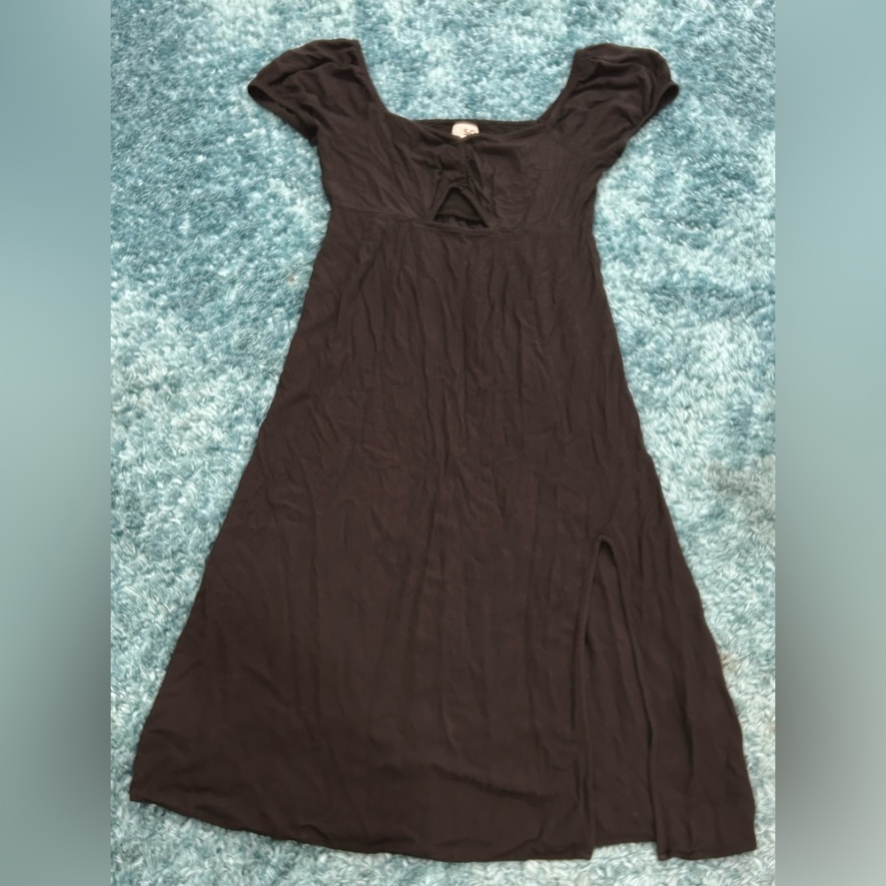 SO Goods for Life brand black maxi dress with key hole and slit